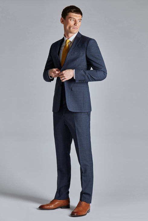 ARAT-Suits-Navy Textured Check Trouser- Ted Baker Romania